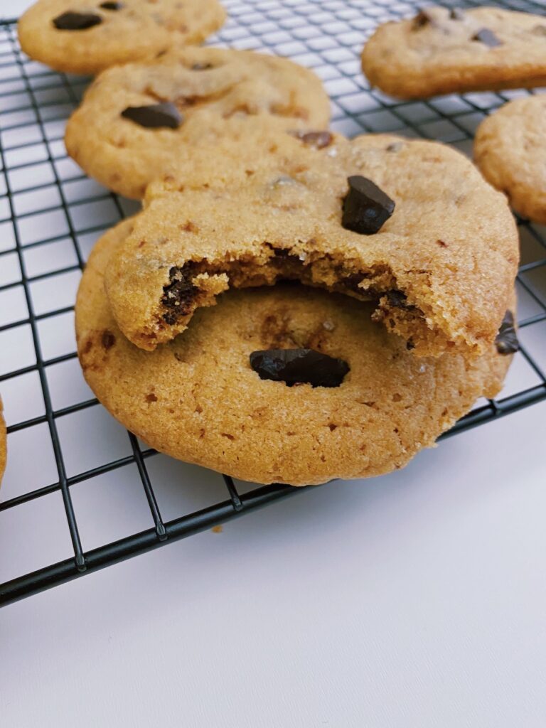 chocolate chip cookie stacked