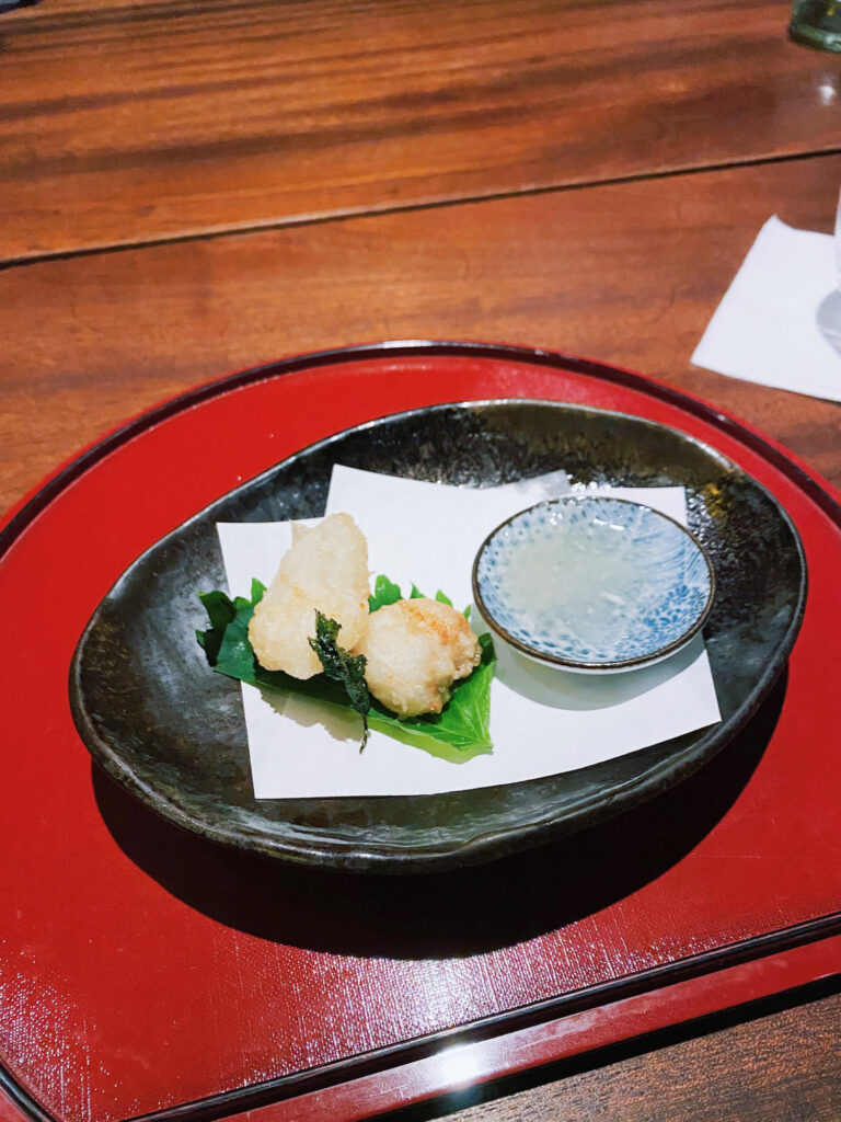 Zenkichi Monkfish Tempura on a plate