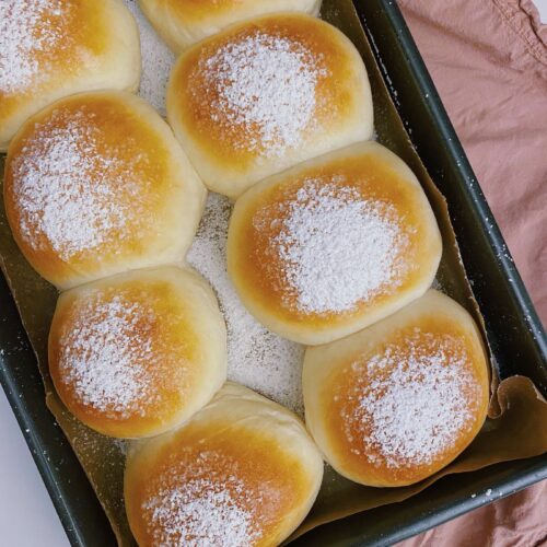 milk bread in baking tray