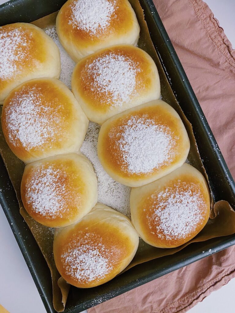 milk bread in baking tray