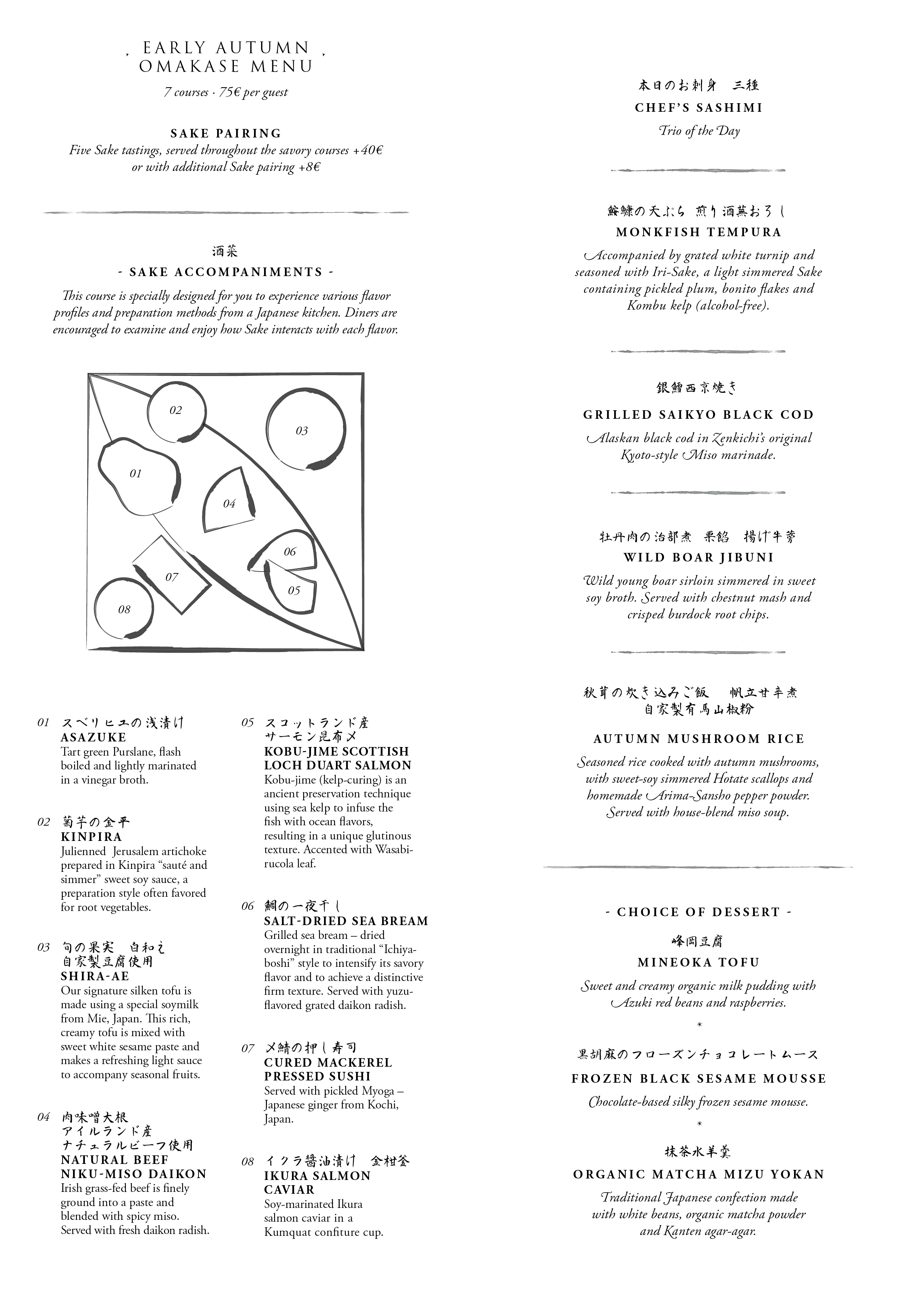 Zenkichi autumn menu